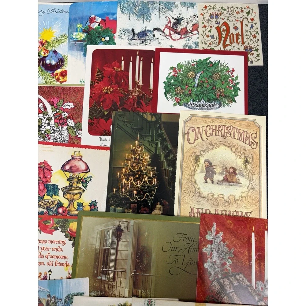 Vintage Christmas Cards Fronts ONLY Traditional Scrapbooking Decoupage Lot 50+
